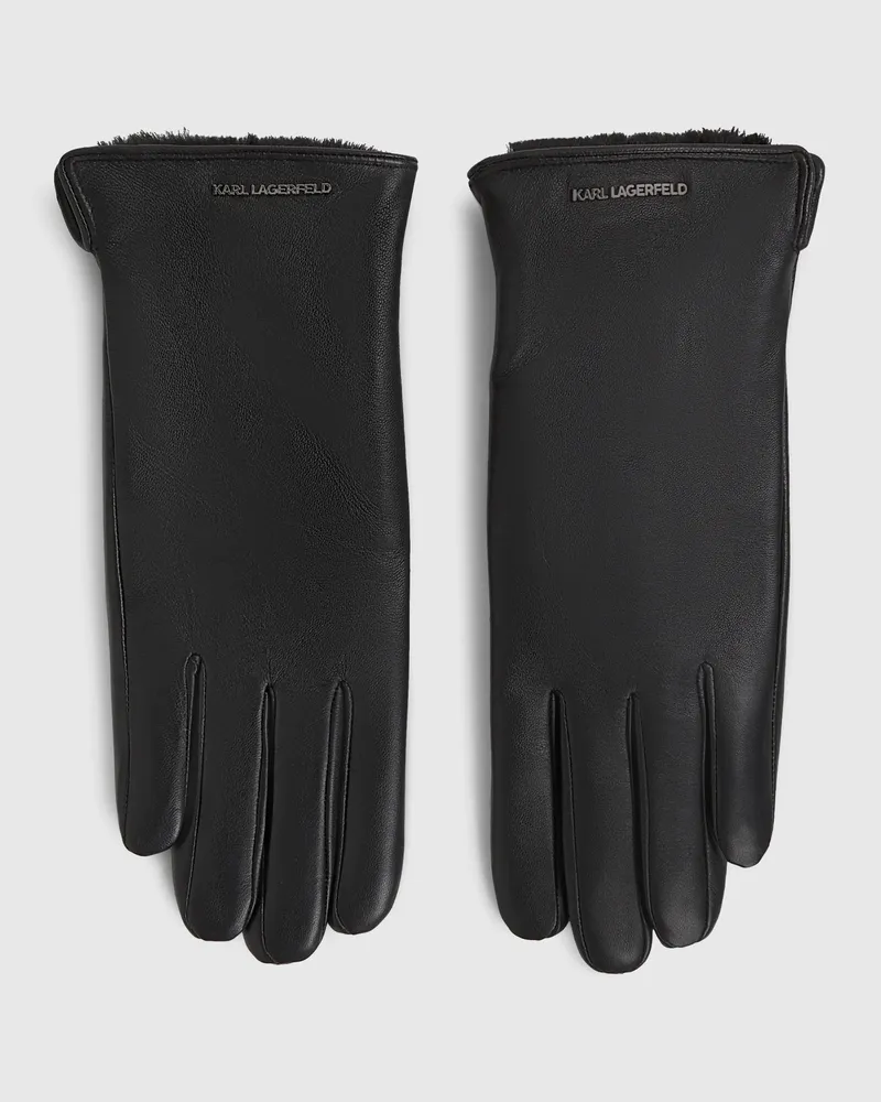 Karl Lagerfeld Lederhandschuhe Mit Logo, Damen, Schwarz, Größe Schwarz