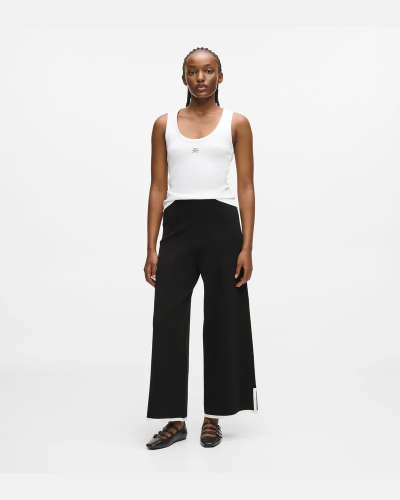 Karl Lagerfeld Culotte Mit Kontrastierender Paspelierung, Damen, Schwarz/weiss, Größe Schwarz