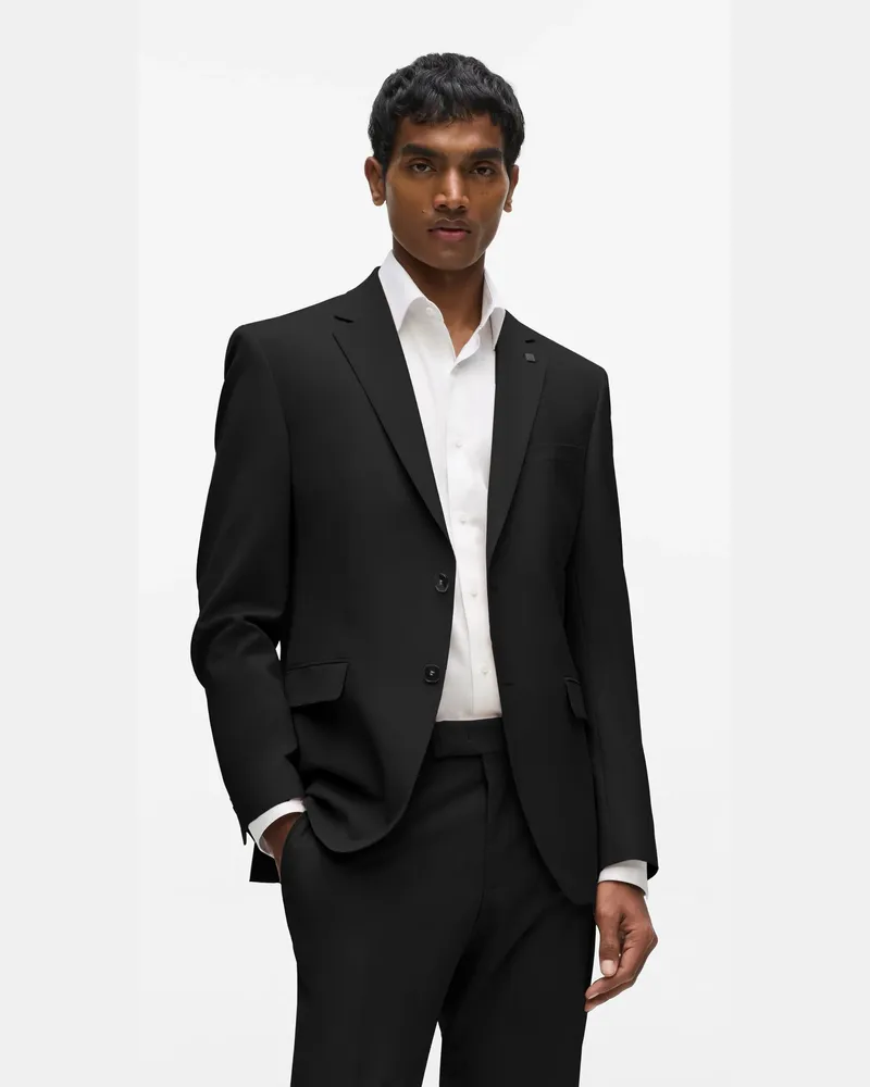 Karl Lagerfeld Schmal Geschnittener Einreihiger Blazer, Herren, Schwarz, Größe Schwarz