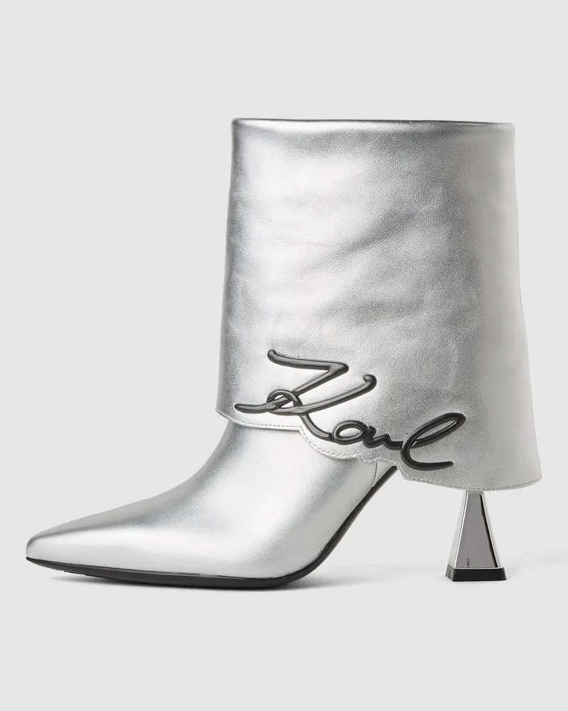 Karl Lagerfeld Exklusiver Debut Ii Stiefel Mit Umgeschlagenem Schaft, Damen, Silver, Größe Silver