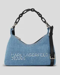 Karl Lagerfeld Kjl Schultertasche aus Denim, Frau, Hellblauer Marmor Hellblauer