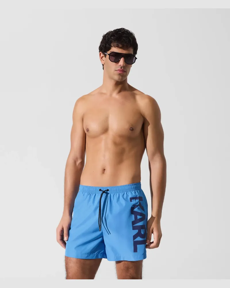 Karl Lagerfeld Kurze Board-shorts Mit Logo, Herren, Hellgrau Meliert-schwarz, Größe Hellgrau