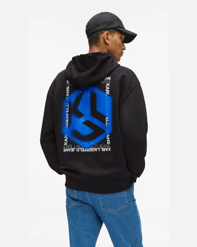 Karl Lagerfeld Kapuzenpullover Mit Graffiti-monogramm, Herren, Schwarz, Größe Schwarz