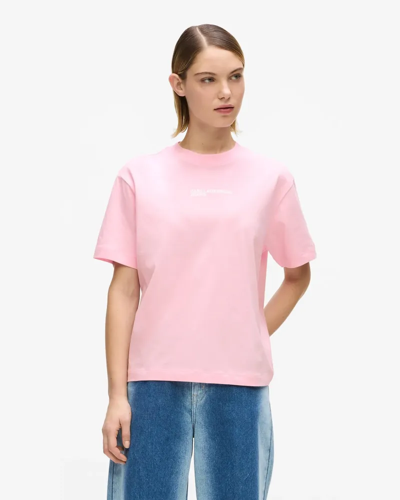 Karl Lagerfeld T-shirt Mit Normaler Passform Und Rahmenlogo, Damen, Bonbon, Größe Bonbon