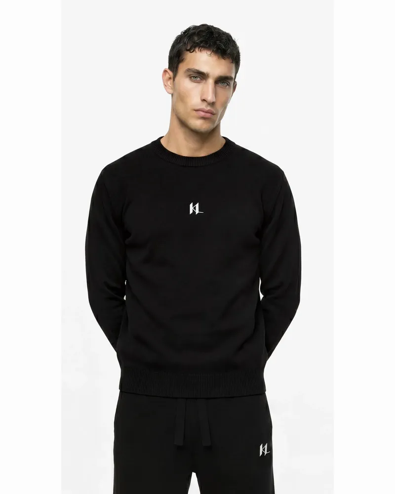 Karl Lagerfeld Loungewear-pullover Aus Kaschmirmischung Mit Monogramm, Herren, Schwarz, Größe Schwarz
