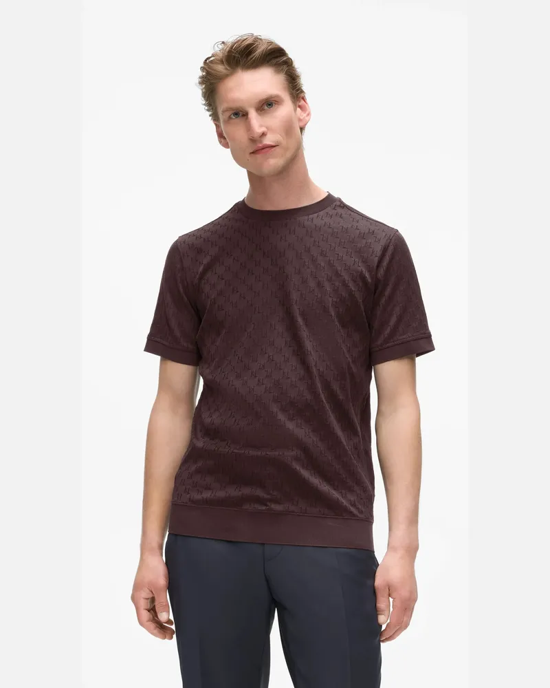 Karl Lagerfeld T-shirt Mit Rundhalskragen In Normaler Passform, Herren, Schwarz/braun, Größe Schwarz