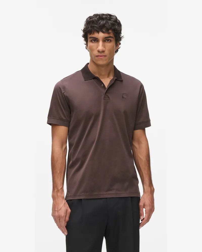 Karl Lagerfeld Poloshirt Mit Quadratischen Druckknöpfen, Herren, Schwarz/braun, Größe Schwarz