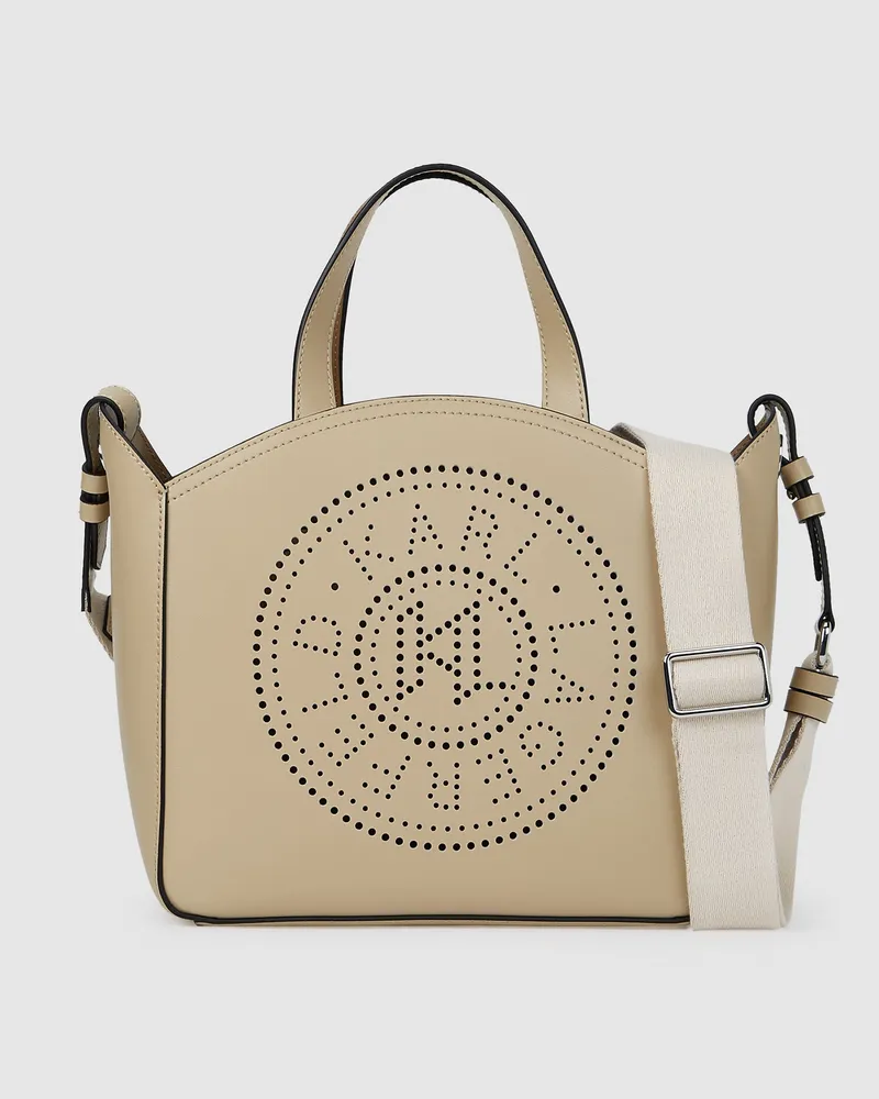 Karl Lagerfeld K/circle Kleine Tote-bag Mit Lochmuster, Damen, Sauberes Schwarz, Größe Sauberes