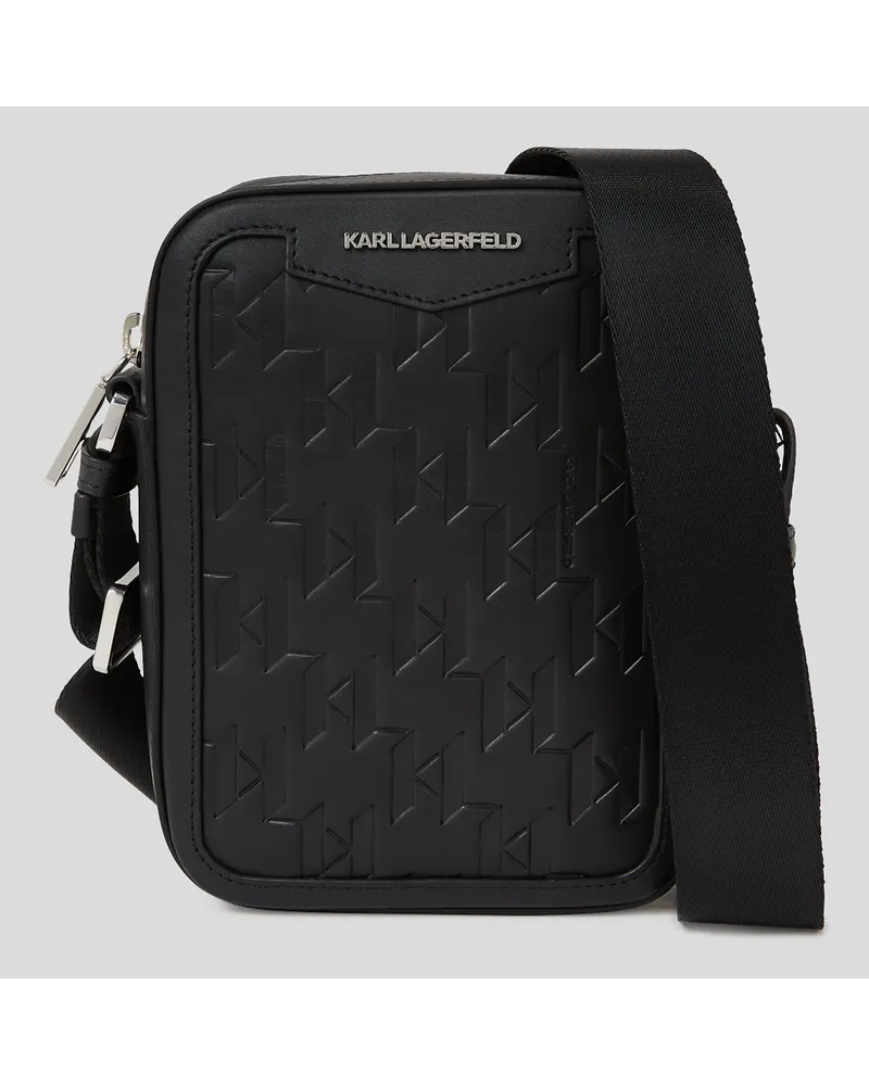 Karl Lagerfeld K/loom Crossbody-bag aus Leder, Mann, Schwarz Schwarz