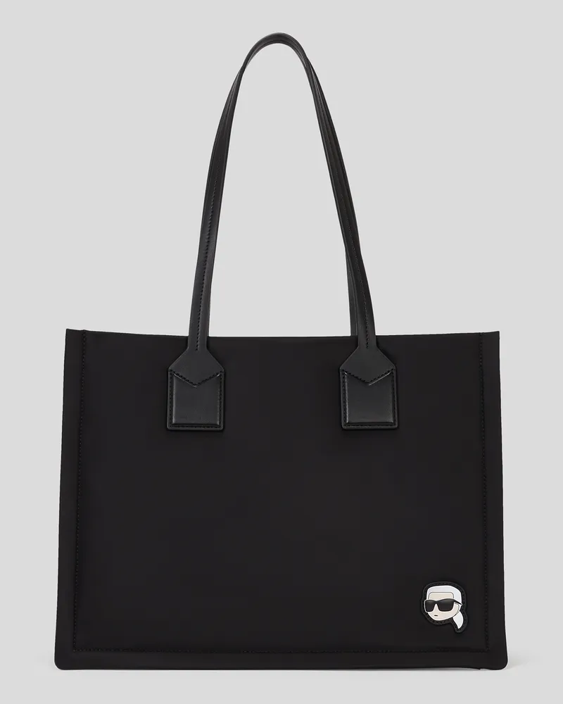 Karl Lagerfeld Ikon mittelgrosse Quadratische Tote-bag Aus Nylon, Frau, Schwarz, Größe Schwarz