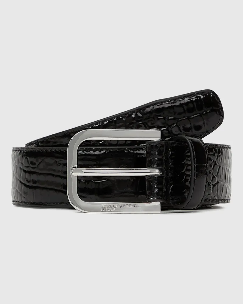 Karl Lagerfeld Ledergürtel In Kroko-optik, Female, Schwarz, Size Black