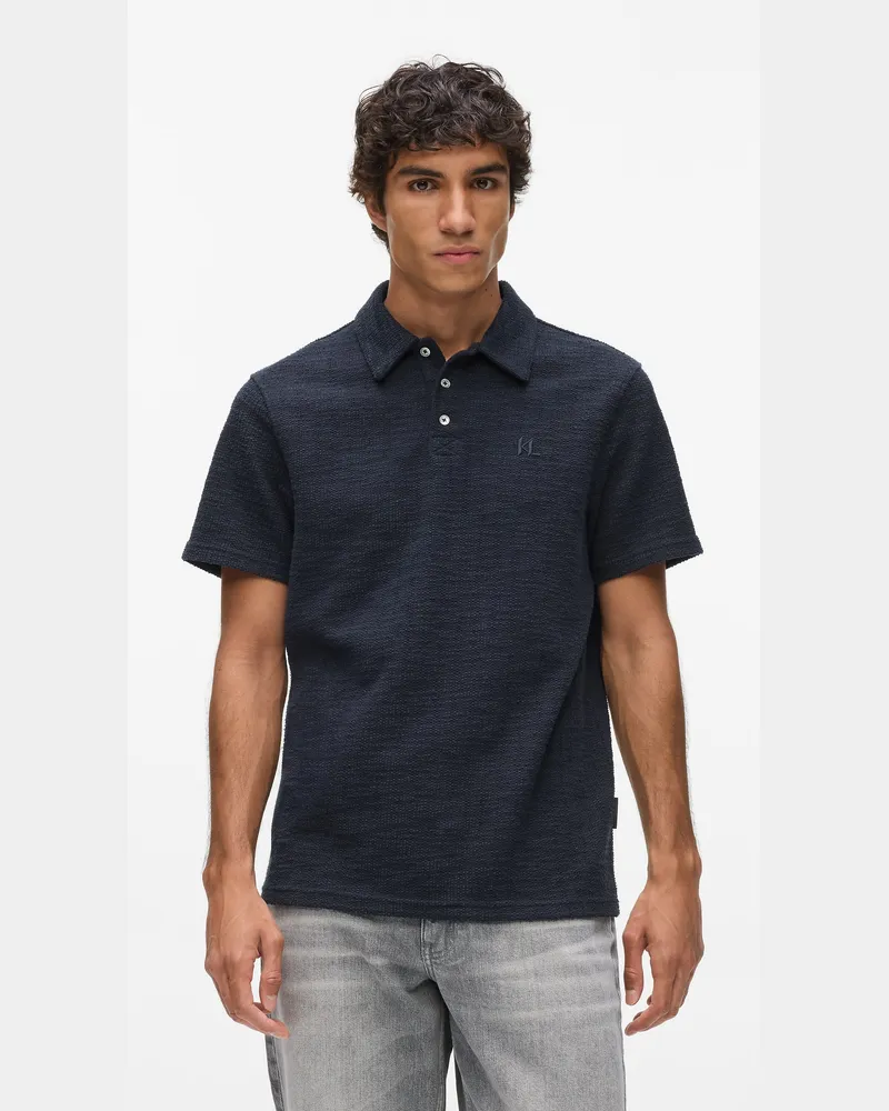 Karl Lagerfeld Bouclé Polo Shirt, Herren, Peacoat, Größe Peacoat