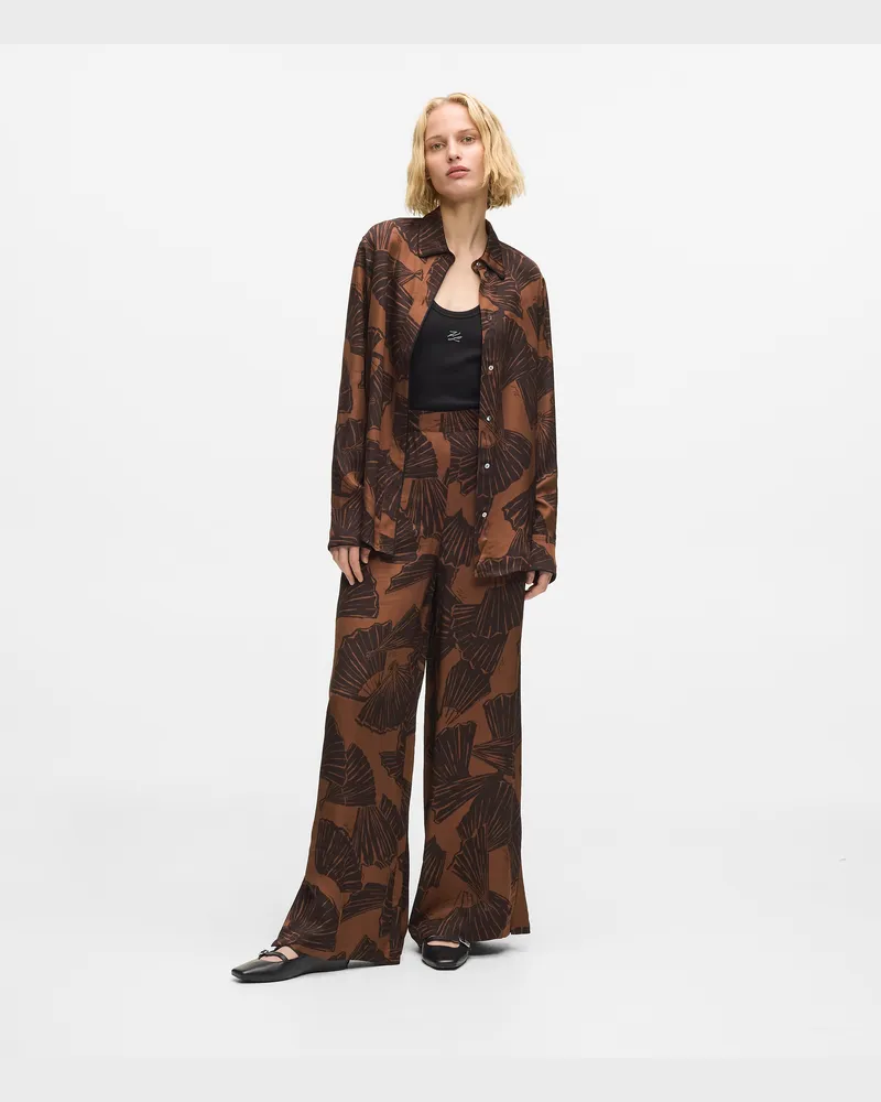 Karl Lagerfeld Hose Mit Fächerprint, Damen, Schwarzbraun, Größe Schwarzbraun