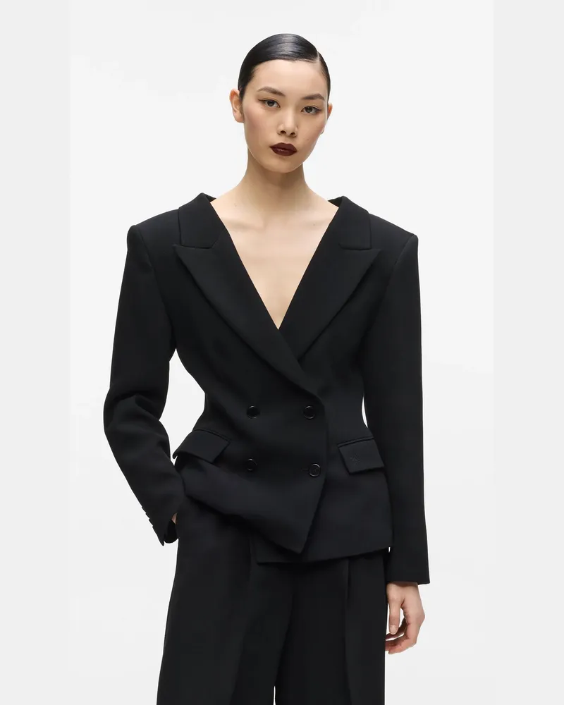 Karl Lagerfeld Kl Studio Blazer Mit Breiten Schultern, Damen, Schwarz, Größe Schwarz