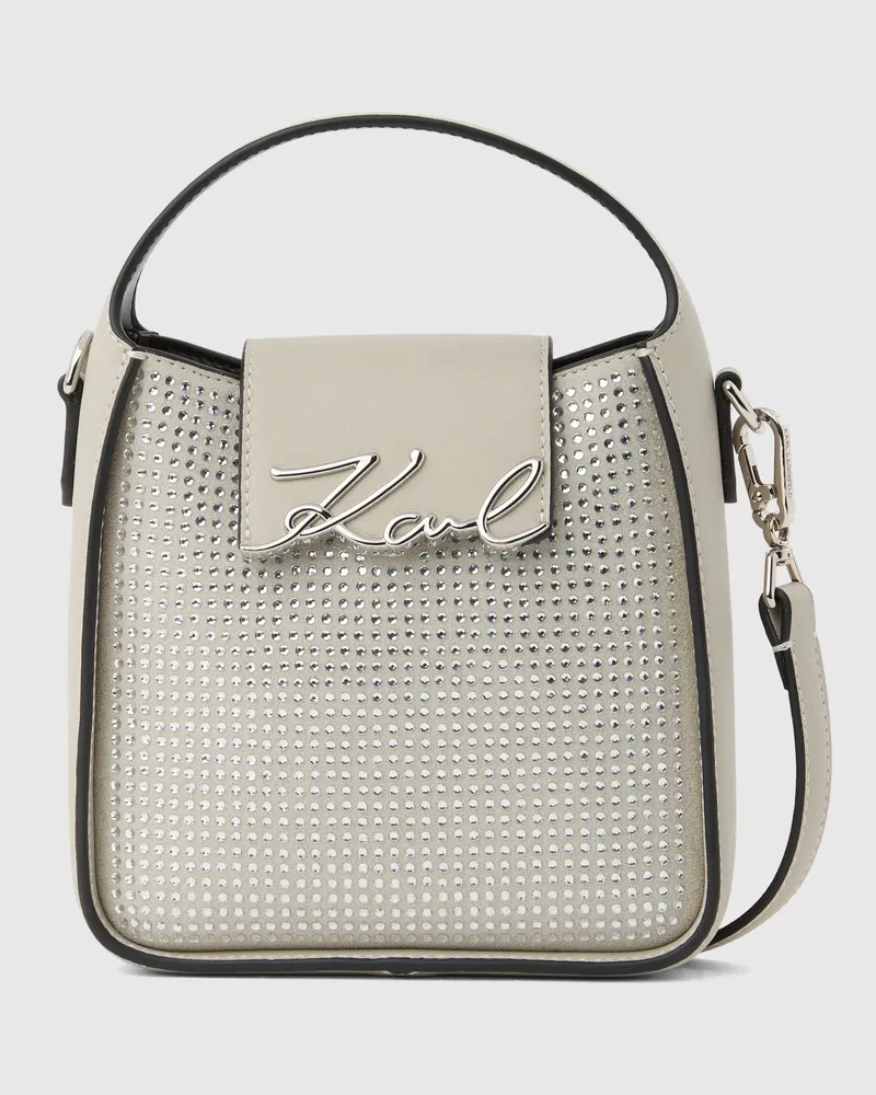 Karl Lagerfeld Kleine Exklusive K/signature Strass-hobo-tasche, Female, Silbermetall, Size Silver