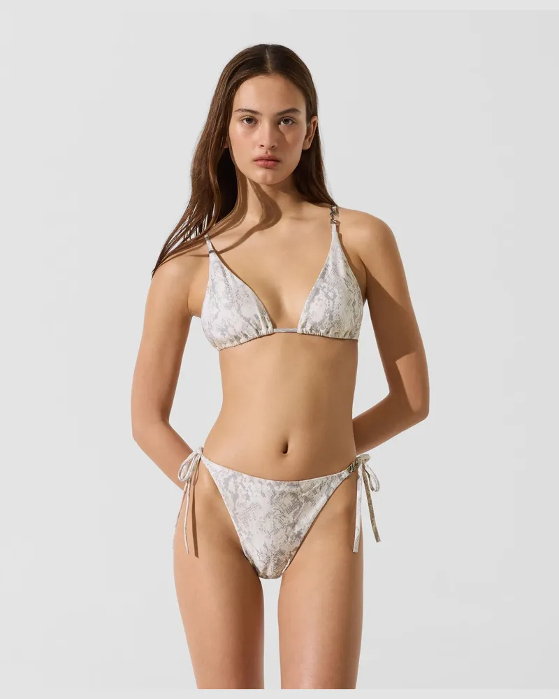 Karl Lagerfeld Bikini-höschen Zum Binden An Der Seite, Female, Makelloser Schlangen-allover-print, Size Grey