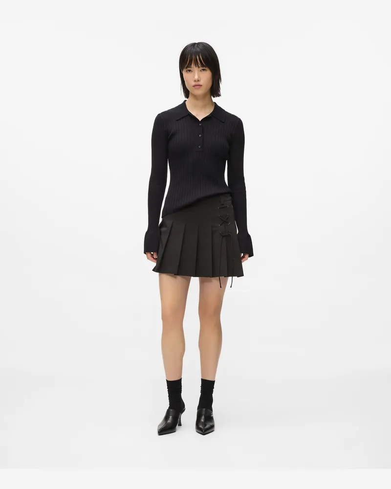 Karl Lagerfeld Plissierter Minirock Mit Schleifen-detail, Damen, Schwarz, Größe Schwarz
