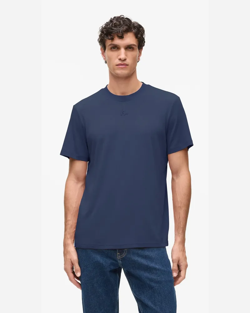 Karl Lagerfeld T-shirt Aus Modalmischgewebe Mit Monogramm, Male, Peacoat, Size Blue