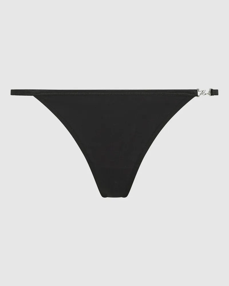 Karl Lagerfeld Signature Tanga Mit Hohem Beinausschnitt, Damen, Schwarz, Größe Schwarz
