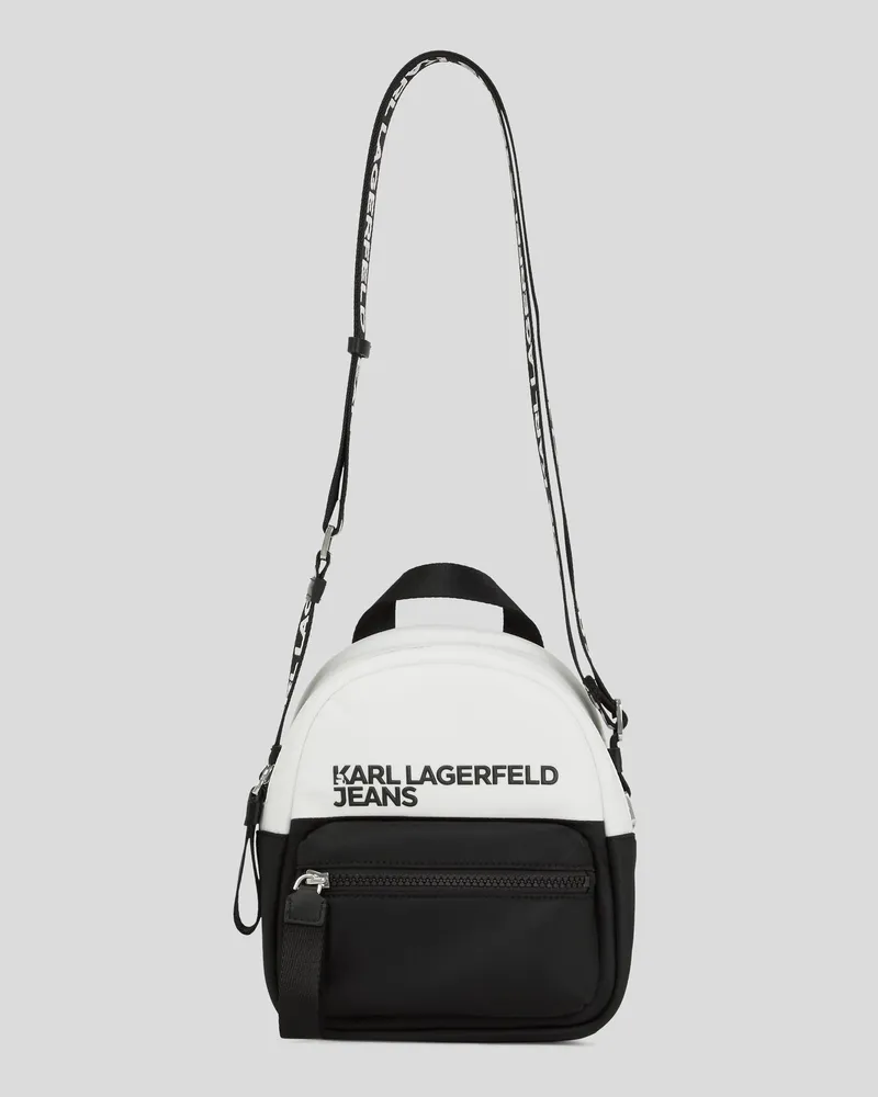 Karl Lagerfeld Mini-rucksack Aus Nylon, Frau, Weiss/Schwarz, Größe Weiss