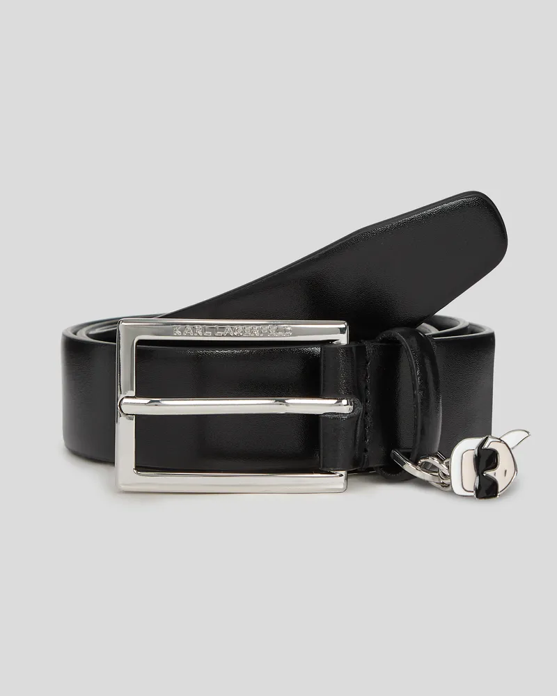 Karl Lagerfeld Ikon Gürtel Mit Anhänger, Frau, Schwarz-Nickel, Größe Schwarz-nickel