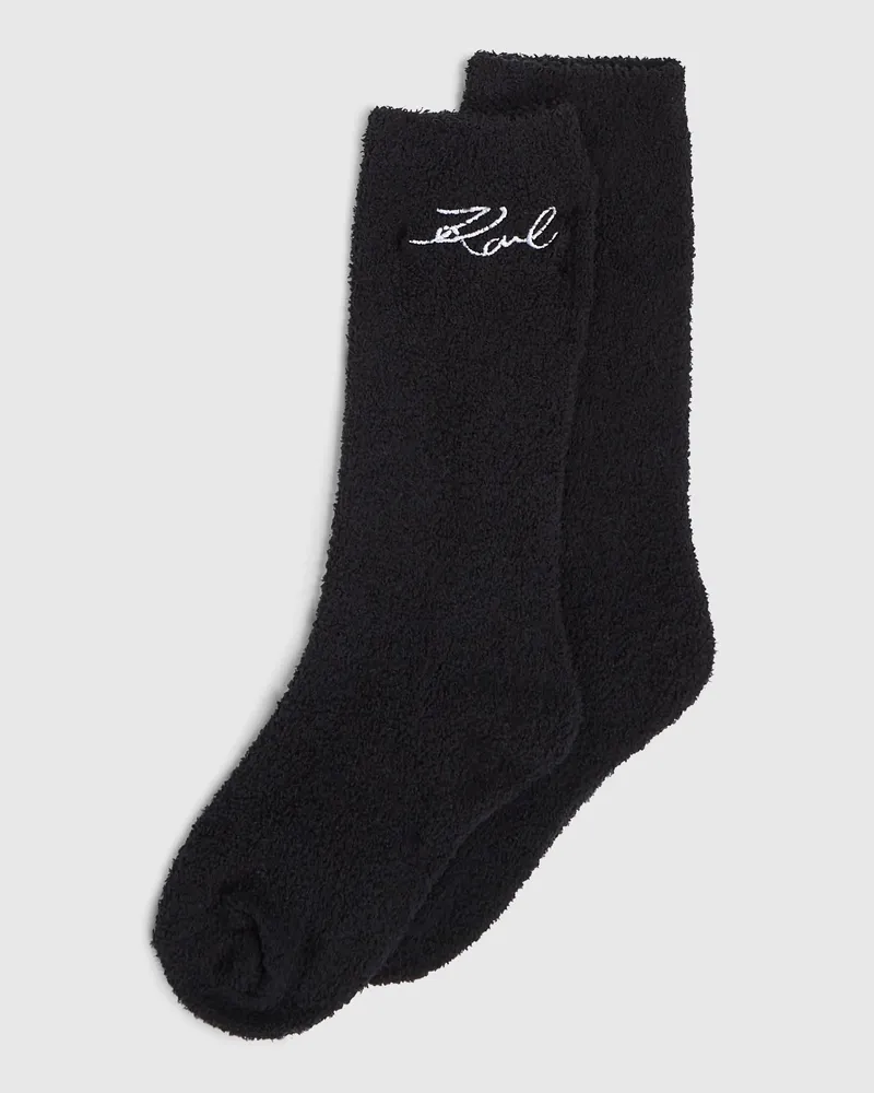 Karl Lagerfeld Flauschige Signature-socken, Damen, Schwarz, Größe Schwarz