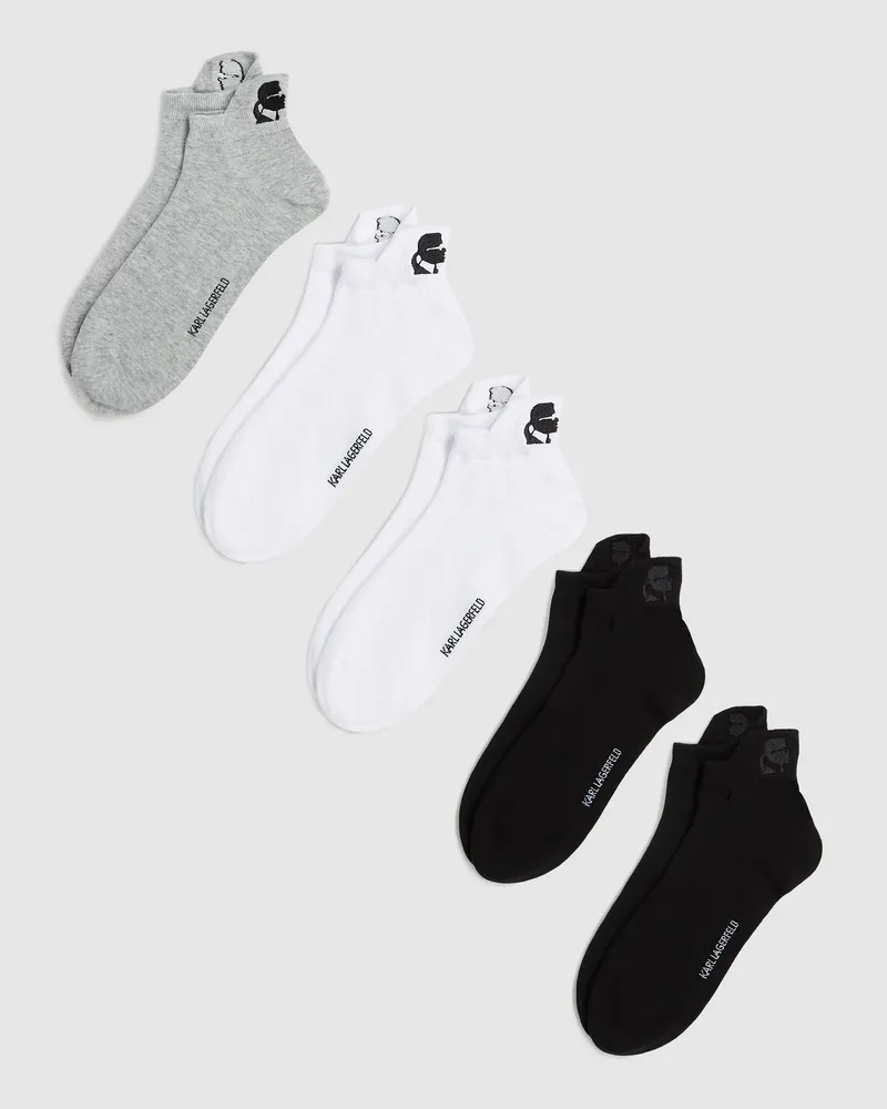 Karl Lagerfeld Kameo-kurzsocken – 5er-pack, Male, Schwarz/weiss/grau, Size Multicoloured