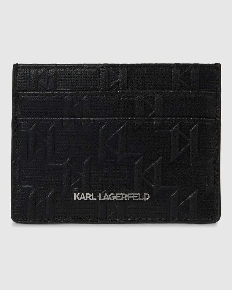 Karl Lagerfeld K/monogram Perforiertes Kartenetui, Herren, Schwarz, Größe Schwarz