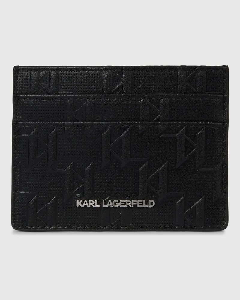 Karl Lagerfeld K/monogram Perforiertes Kartenetui, Herren, Schwarz, Größe Schwarz