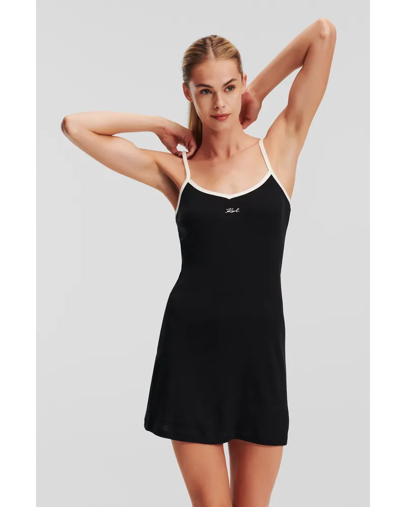 Karl Lagerfeld Karl signature Slip-kleid, Frau, Schwarz Schwarz