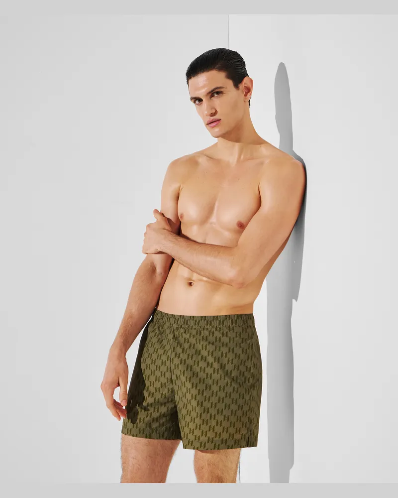 Karl Lagerfeld Boardshorts Mit Monogram, Mann, All-Over-Monogramm-Druck 4-Blatt-Kleeblatt, Größe All-over-monogramm-druck