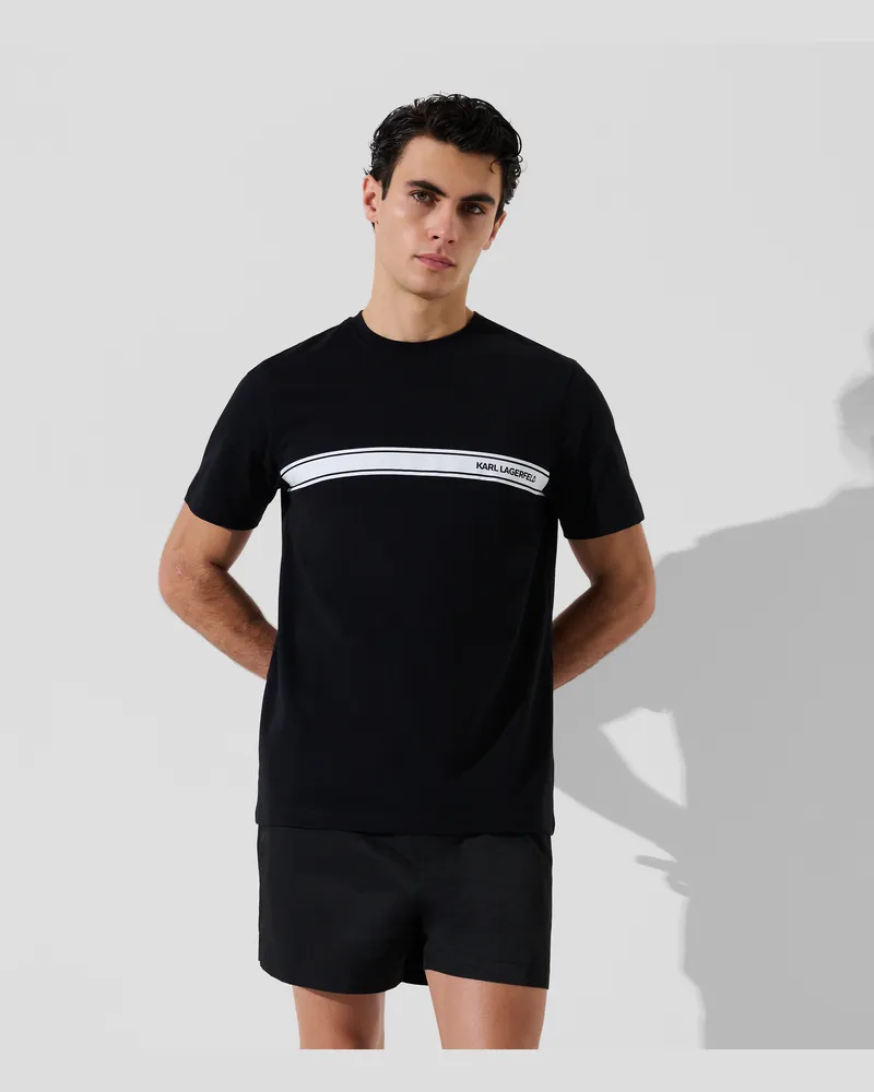 Karl Lagerfeld Strand-t-shirt Mit Logo, Mann, Schwarz, Größe Schwarz
