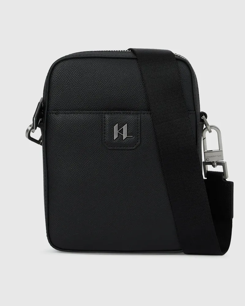 Karl Lagerfeld K/monogram Umhängetasche Aus Leder, Herren, Schwarz, Größe Schwarz