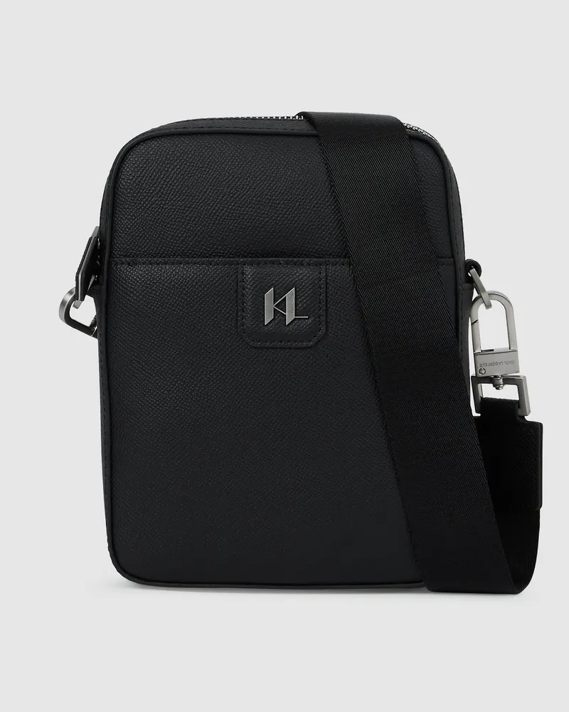 Karl Lagerfeld K/monogram Umhängetasche Aus Leder, Herren, Schwarz, Größe Schwarz