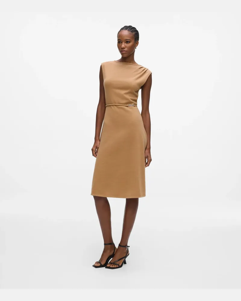 Karl Lagerfeld Ärmelloses Jerseykleid Mit Gürtel, Damen, Nougat, Größe Nougat