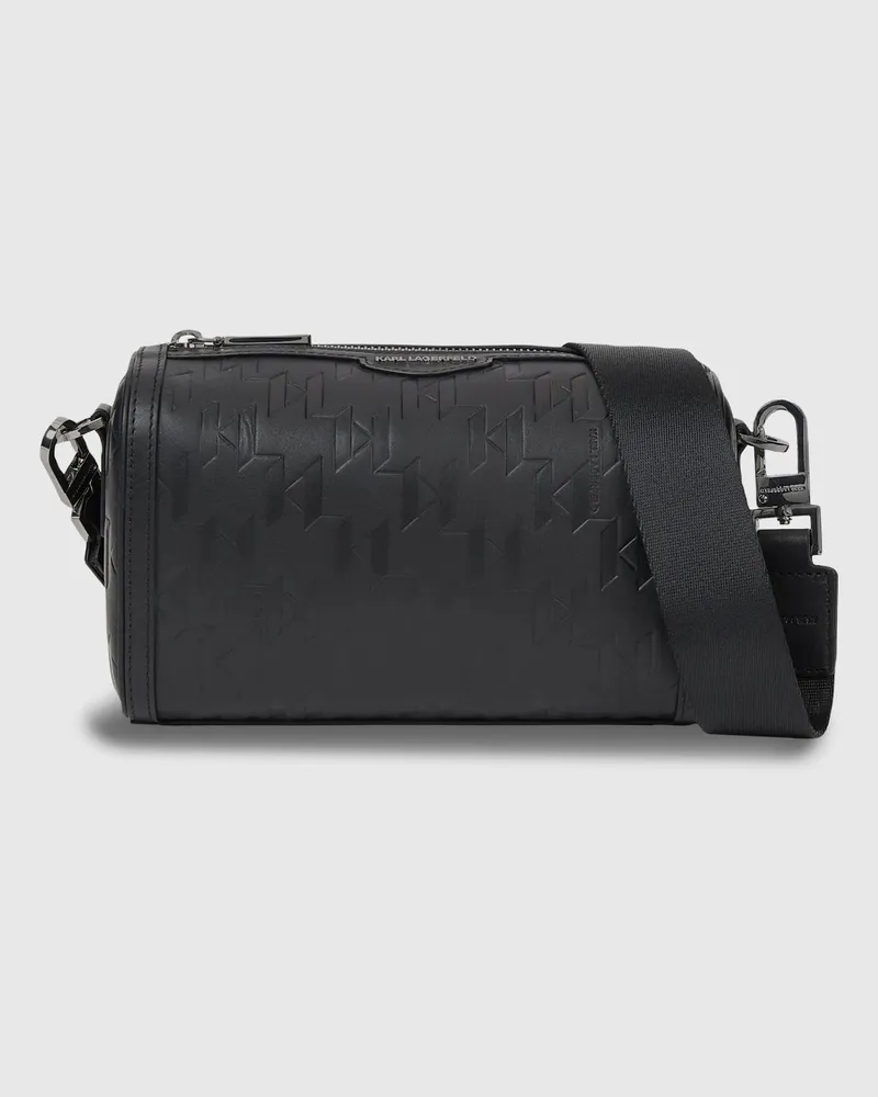 Karl Lagerfeld K/loom Mini-barrel-bag Aus Leder, Herren, Schwarz, Größe Schwarz
