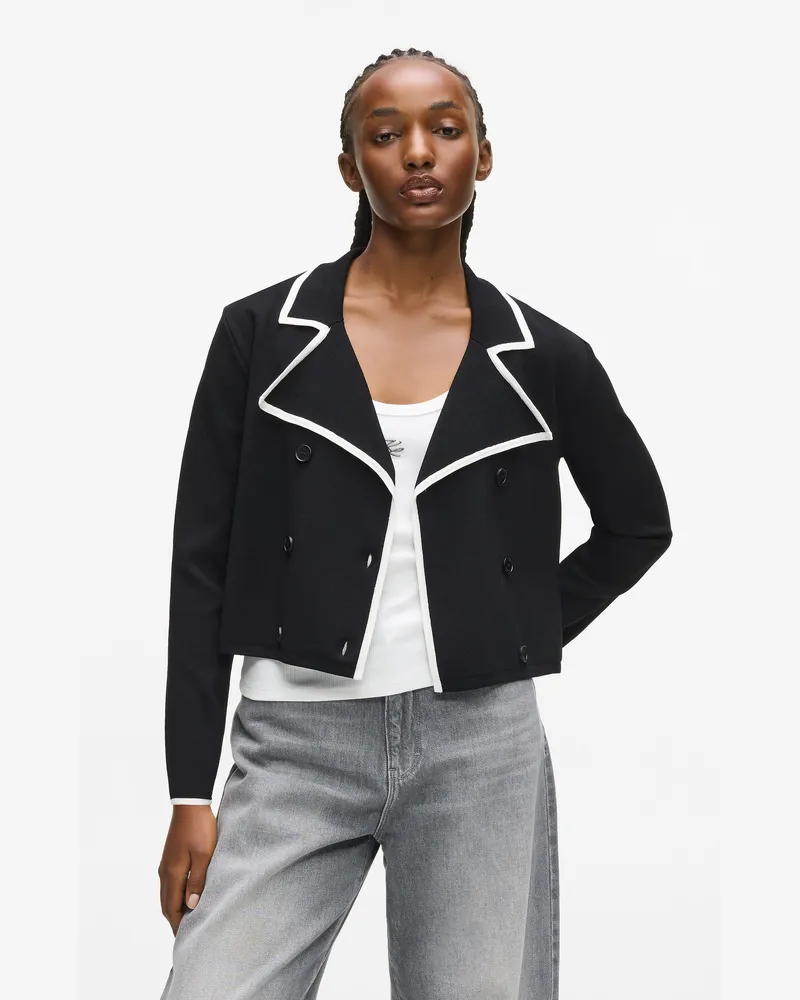 Karl Lagerfeld Couture-cardigan, Damen, Schwarz/weiss, Größe Schwarz