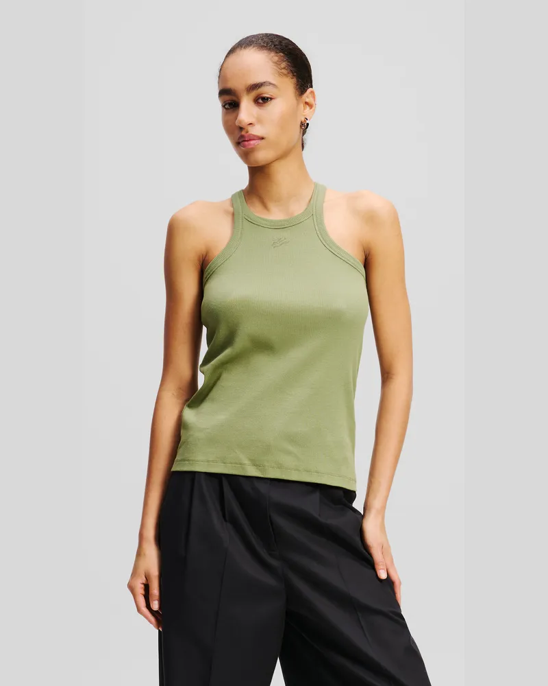 Karl Lagerfeld Tanktop Mit Autogramm, Frau, Ölgrün, Größe Ölgrün