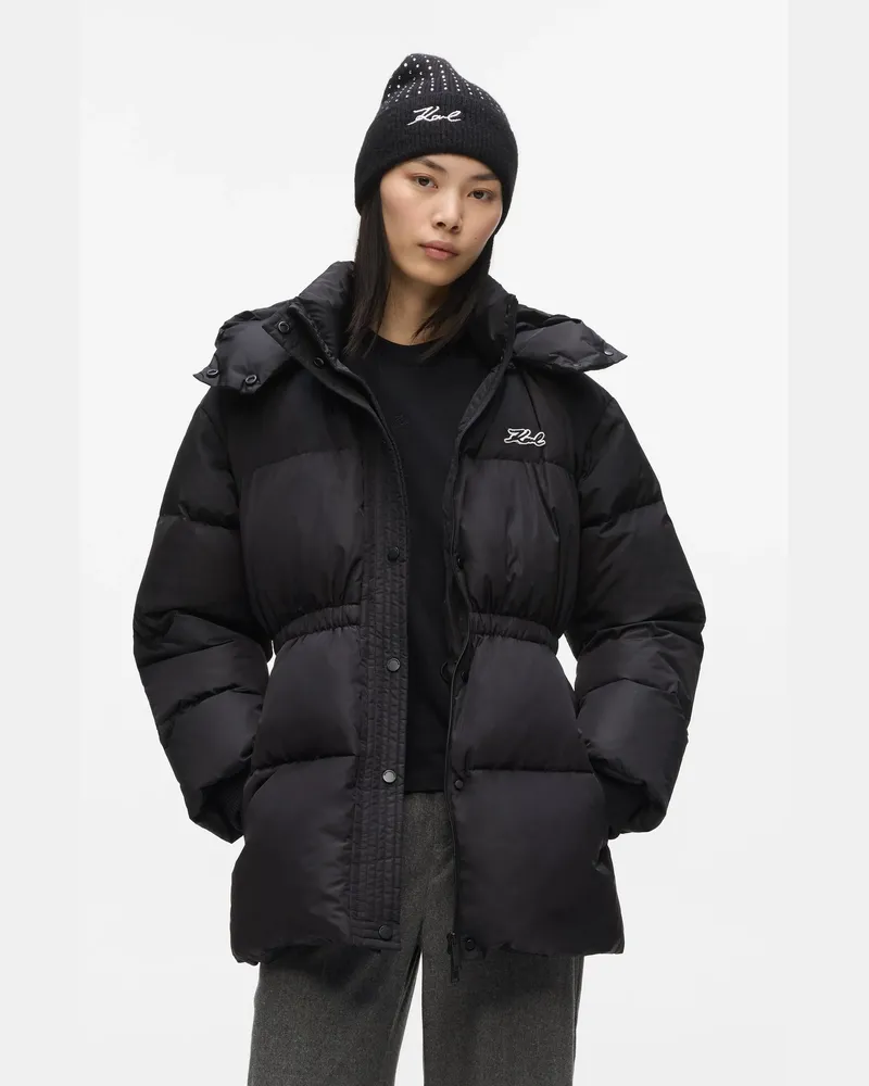 Karl Lagerfeld Taillierte Midi-daunenjacke, Female, Schwarz, Size Black