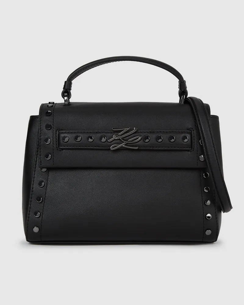 Karl Lagerfeld K/autograph Tasche Mit Nieten Und Handgriff Oben, Damen, Schwarze Verzierung, Größe Schwarze