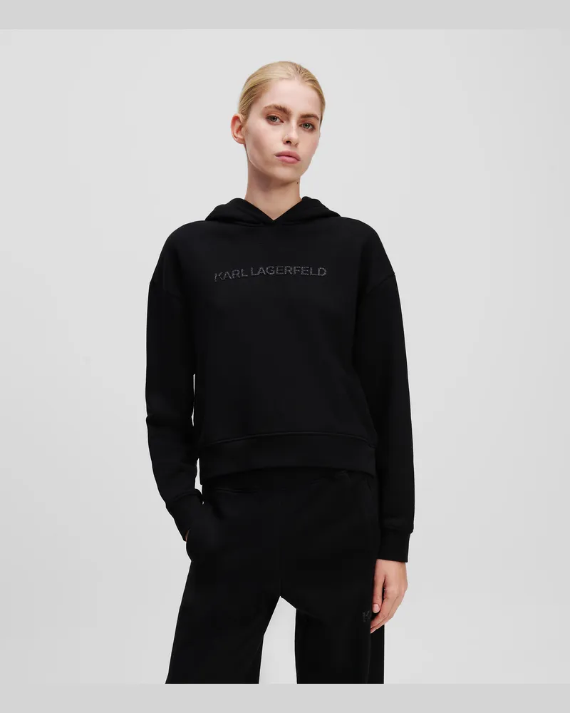 Karl Lagerfeld Kapuzenpullover Mit Glitzerndem Logo, Frau, Schwarz, Größe Schwarz