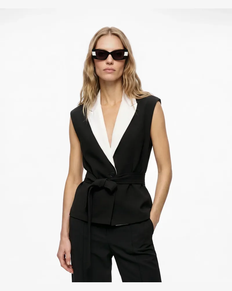 Karl Lagerfeld Weste Mit Kontrastierendem Revers, Female, Schwarz, Size Black