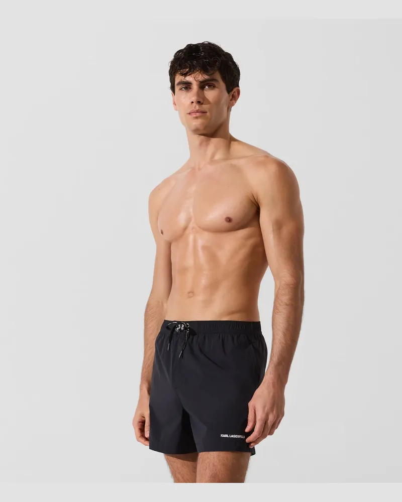 Karl Lagerfeld Kurze Stretch-boardshorts Mit Logo, Herren, Schwarz, Größe Schwarz