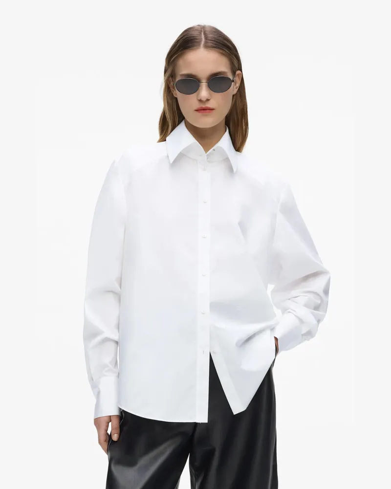 Karl Lagerfeld Popelinehemd Mit Schulterpolstern, Damen, Weiss, Größe Weiss