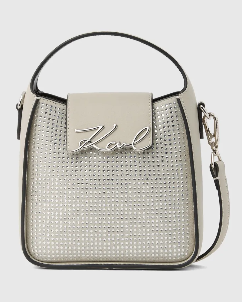 Karl Lagerfeld Kleine K/signature Strass-hobo-tasche, Damen, Silbermetall, Größe Silbermetall
