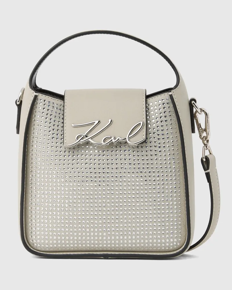 Karl Lagerfeld Kleine K/signature Strass-hobo-tasche, Damen, Silbermetall, Größe Silbermetall