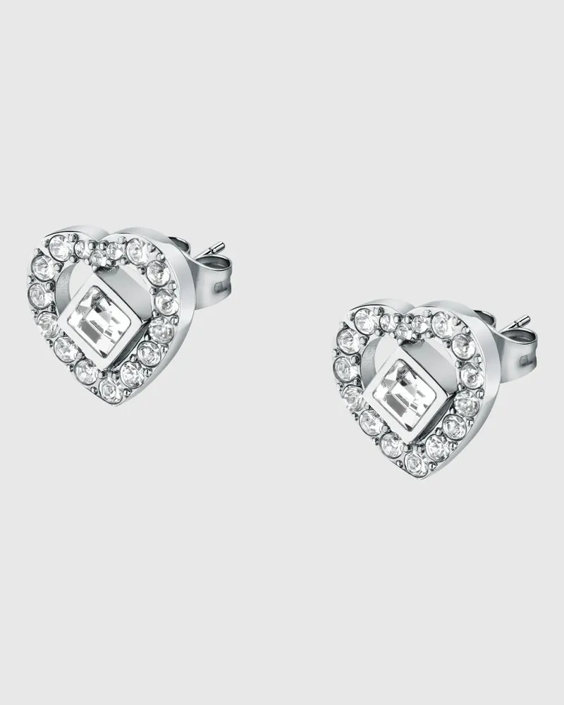 Karl Lagerfeld Silberne Herzohrringe, Damen, Silver, Größe Silver