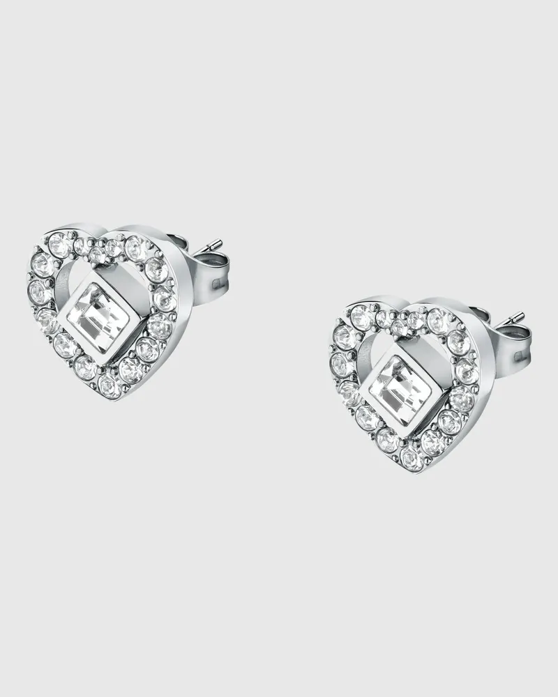 Karl Lagerfeld Silberne Herzohrringe, Female, Silver, Size Silver