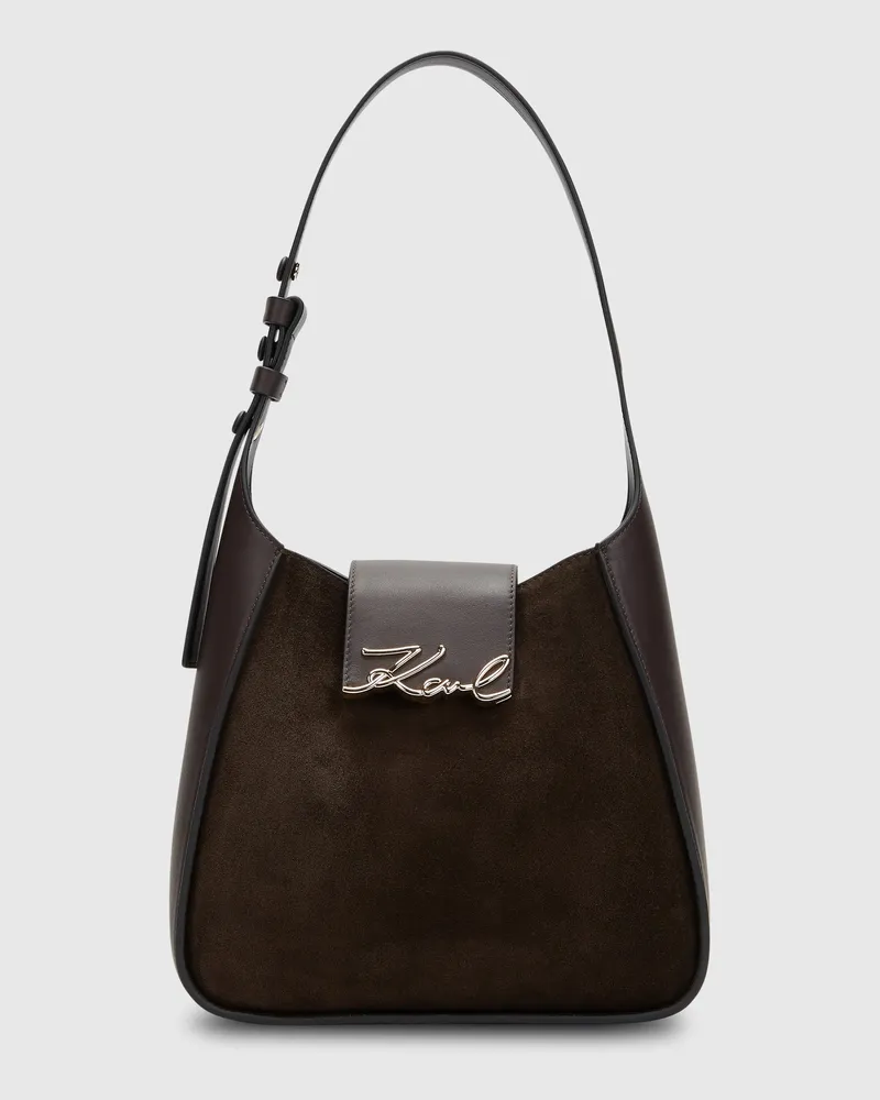 Karl Lagerfeld K/signature Hobo-tasche Aus Wildleder, Female, Tobacco, Size Brown
