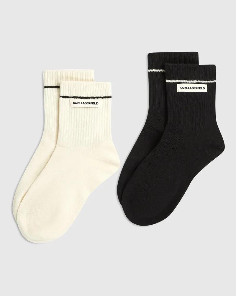 Karl Lagerfeld Rippensocken Mit Logo – 2er-pack, Male, Cannoli Creme-schwarz, Size Beige